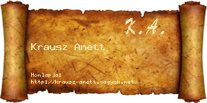 Krausz Anett névjegykártya